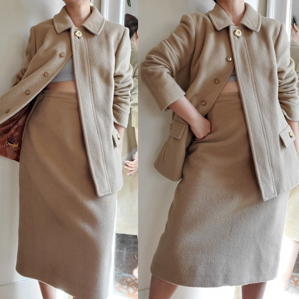 Vintage Woolen Jacket With Skirt Set-Up